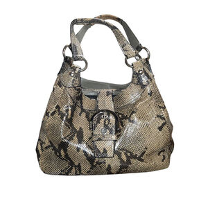 Coach Soho Lynn Faux Python Embossed 3 Compartment Snakeskin Hobo Purse Handbag